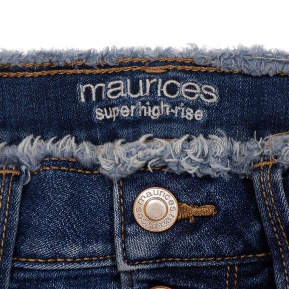 Maurices Super High Rise Jegging XS Womens Distress Button Fly Blue 25x25.5 - Picture 5 of 10